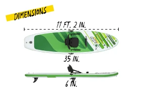 Versatile Hydro-Force Freesoul Tech paddle board featuring kayak conversion seat and footrest for comfortable sit-down paddling.