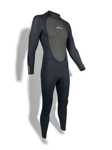 Sola Fusion 3/2mm men's full wetsuit featuring superstretch neoprene and back zip entry for comfort during watersports and coastal adventures.