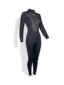 Sola Ignite 3/2mm ladies full wetsuit featuring superstretch neoprene and back zip entry for comfort during watersports and coastal adventures.