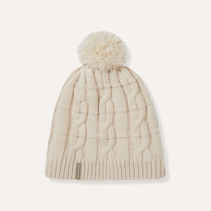 SealSkinz Hemsby Waterproof Cold Weather Cable Knit Bobble Hat in cream