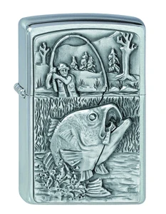 Zippo Bass Fishing Emblem Windproof Lighter front view