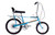 The Raleigh Chopper Space Blue heritage bicycle featuring iconic MK2 styling, high-rise handlebars, oversized saddle, and classic retro design.