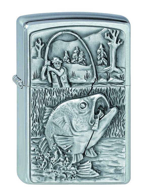 Zippo Bass Fishing Emblem Windproof Lighter front view