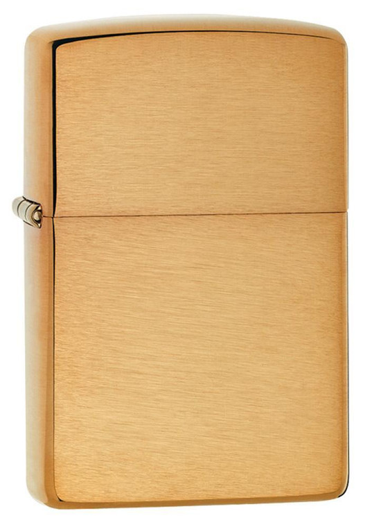 Zippo Classic Brushed Brass Windproof Lighter front view