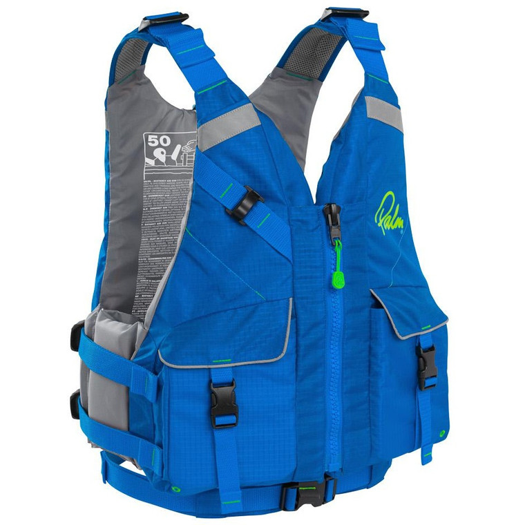Palm Hydro buoyancy aid with front storage pockets, rear pocket and adjustable fit system. Designed for anglers, touring paddlers and recreational kayakers seeking comfort and functionality on the water.