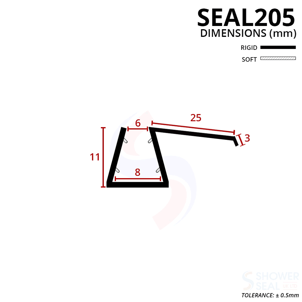 Shower Seal UK SEAL205 Shower Screen Seal Fits 46mm Glass