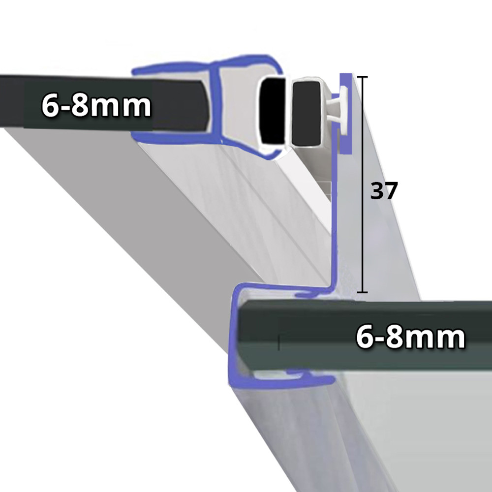 Magnetic Shower Door Seals - For 6-8mm Glass - Shower Seal UK