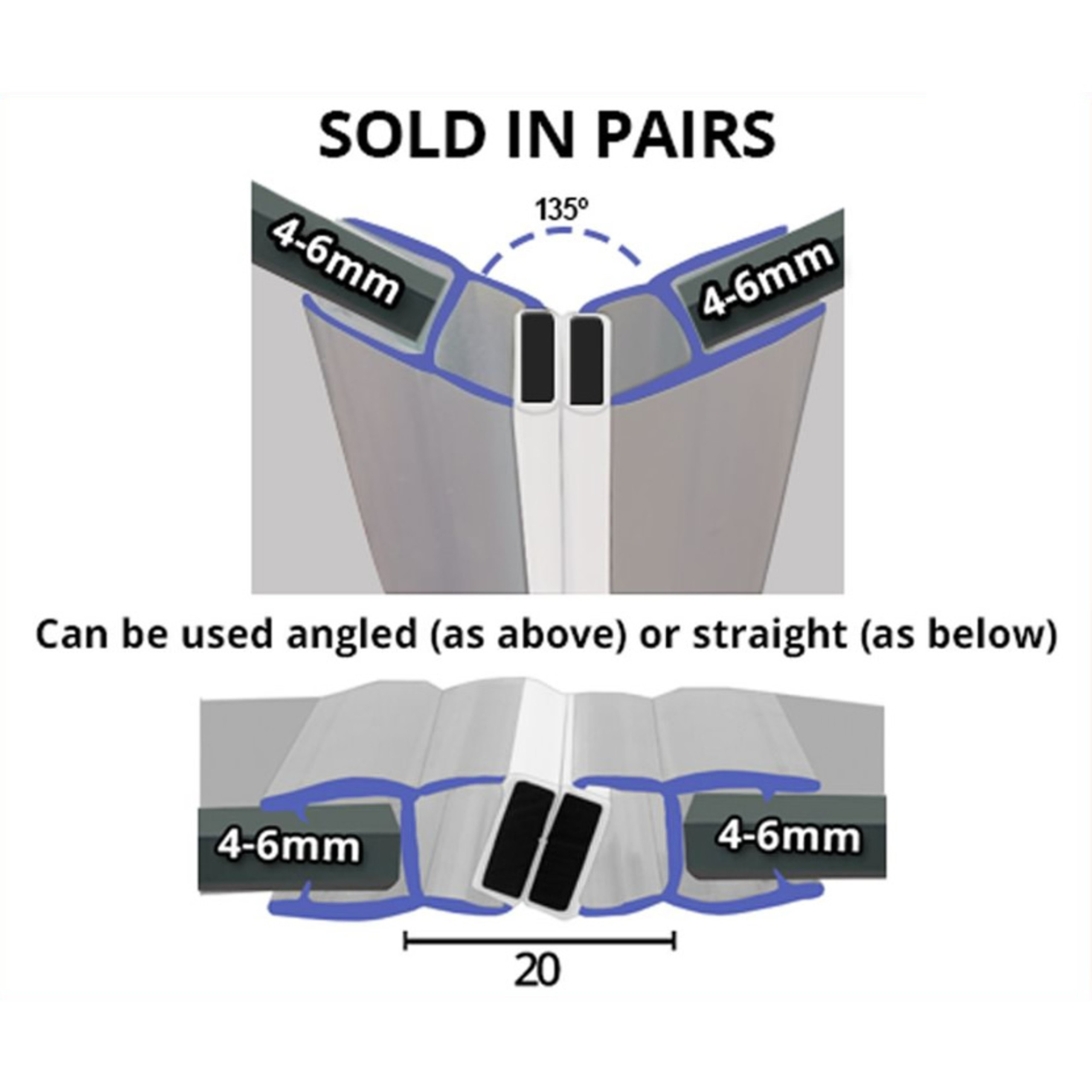 Vertical Shower Door Seals Free Delivery in UK, Shower Seal UK
