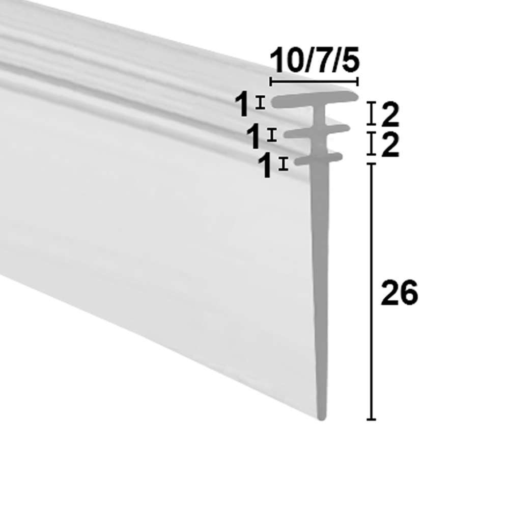 Shower Seal UK - BIF013W - Bi Fold or Channel Seal - White - T Width of ...