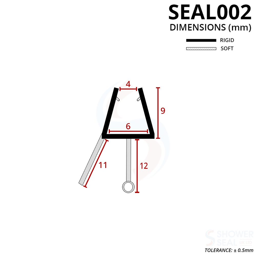 Shower seal UK22-06 for glass thicknesses 5-6 mm - Steigner