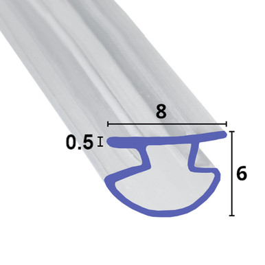 Shower Seal UK - BIF018 - Bi Fold or Channel Seal - T Width of 8mm