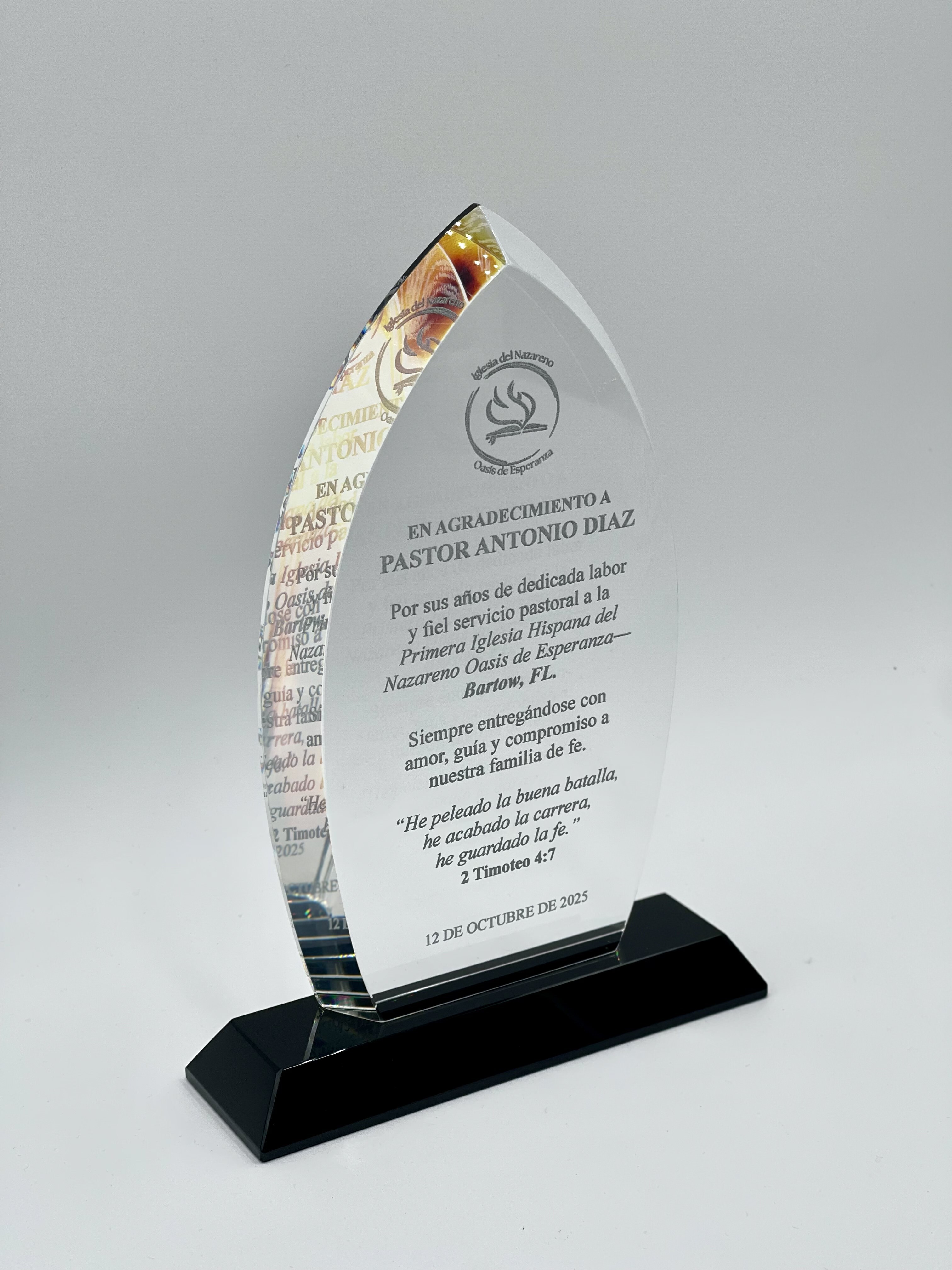 Save the Moment | Custom Religious Laser Engraved Glass Award
