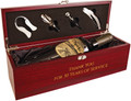 This is an elegant statement piece that will impress anyone.  Our Wine Presentation Box with Tools has a beautiful Rosewood finish and black velvet interior.  Personalize this with a company logo or recipient's name.  (Unfortunately, wine is not included.)