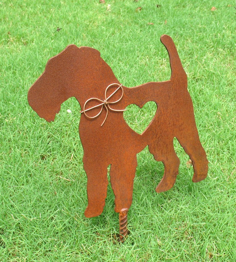 Airedale Terrier Dog Metal Garden Stake Metal Yard Art Metal Garden
