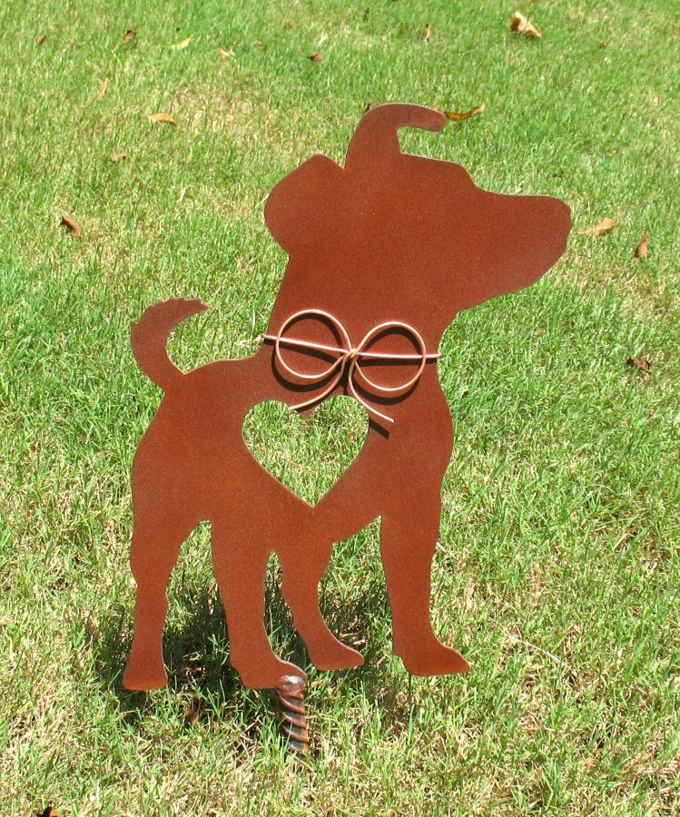 Jack Russell Terrier Garden Stake Metal Yard Art Metal Garden Art