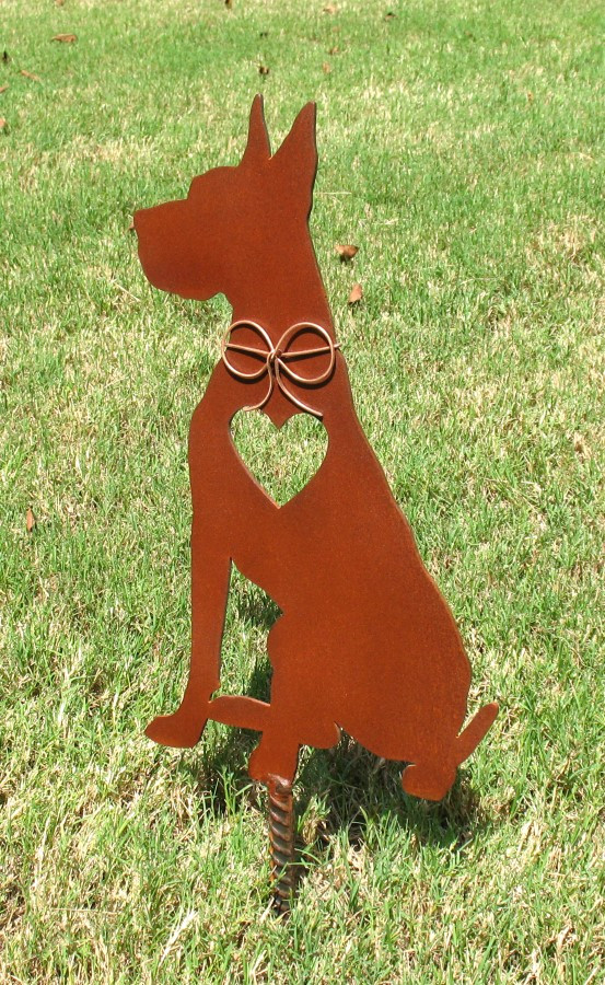 Great Dane Garden Stake 2 Metal Yard Art Metal Garden Art Pet
