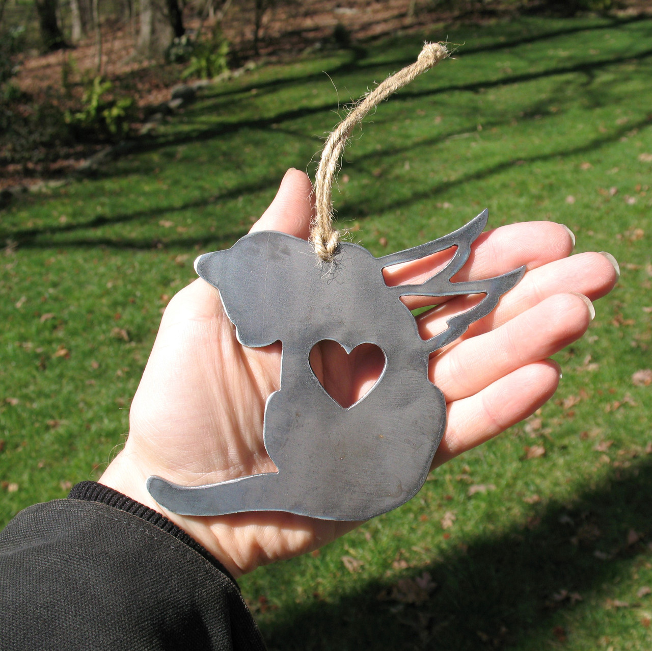 Cat Ornament 2 Pet Memorial W/ Angel Wings - Pet Loss Cat Sympathy Remembrance Gift - Metal Cat Christmas Ornament - Cat Lover 