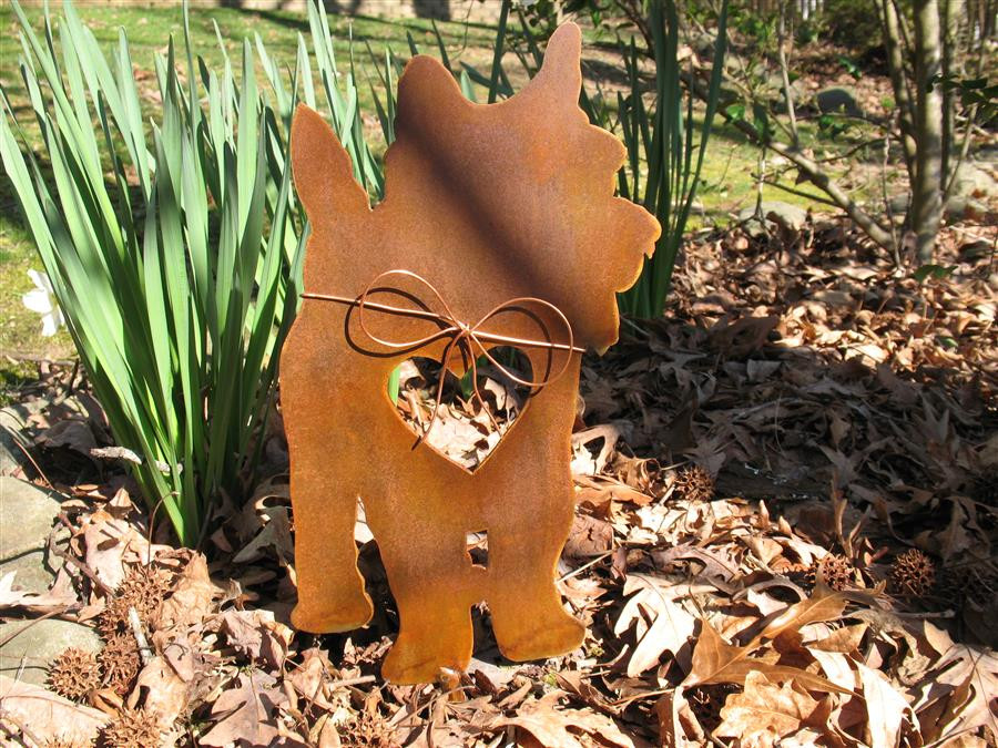 Yorkshire Terrier Dog Metal Garden Stake Metal Yard Art Metal