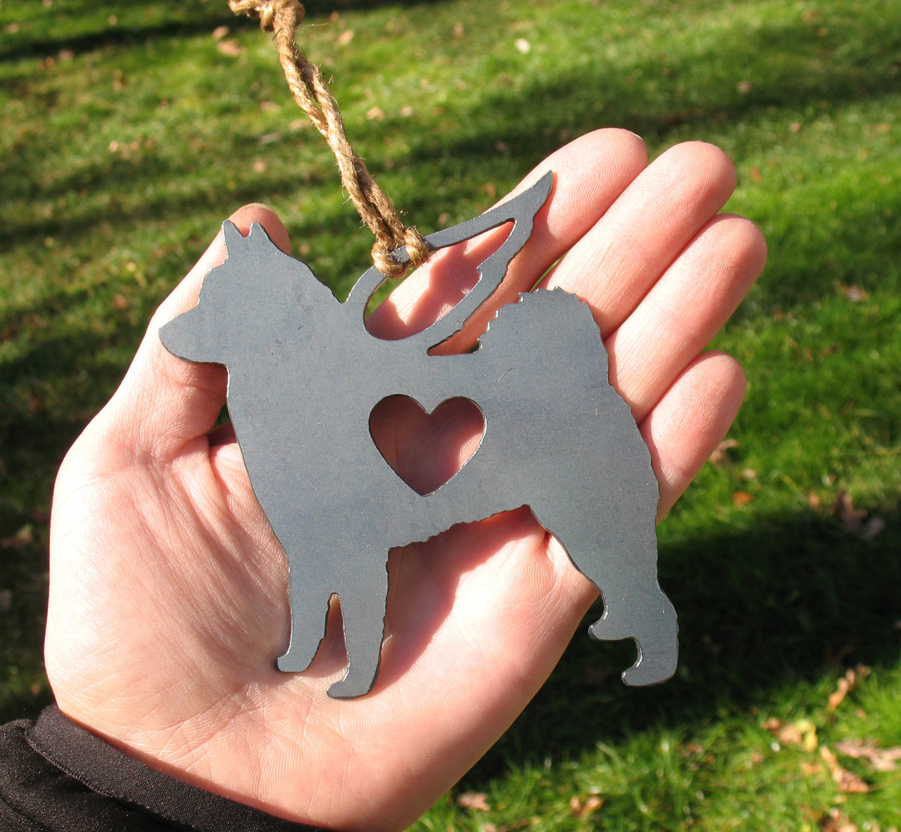 Norwegian Elkhound Pet Loss Gift Ornament Angel - Pet Memorial - Dog Sympathy Remembrance Gift - Metal Dog Christmas Ornament 
