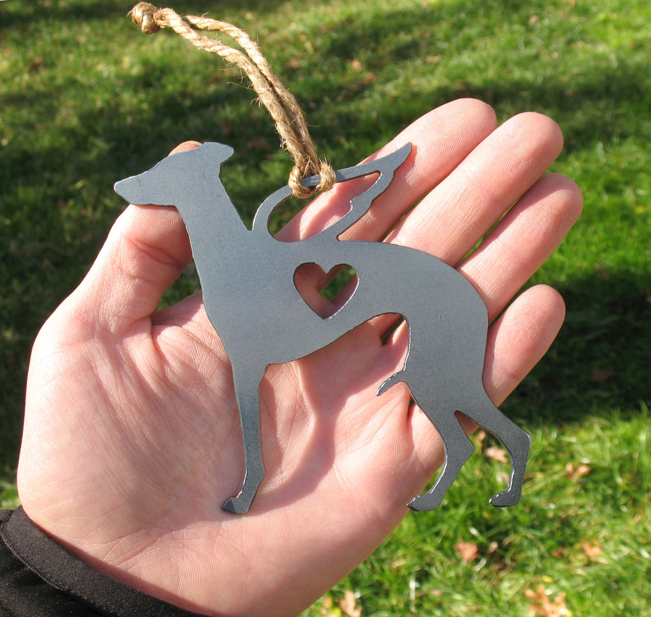 Whippet Pet Loss Gift Ornament Angel - Pet Memorial - Dog Sympathy Remembrance Gift - Metal Dog Christmas Ornament 