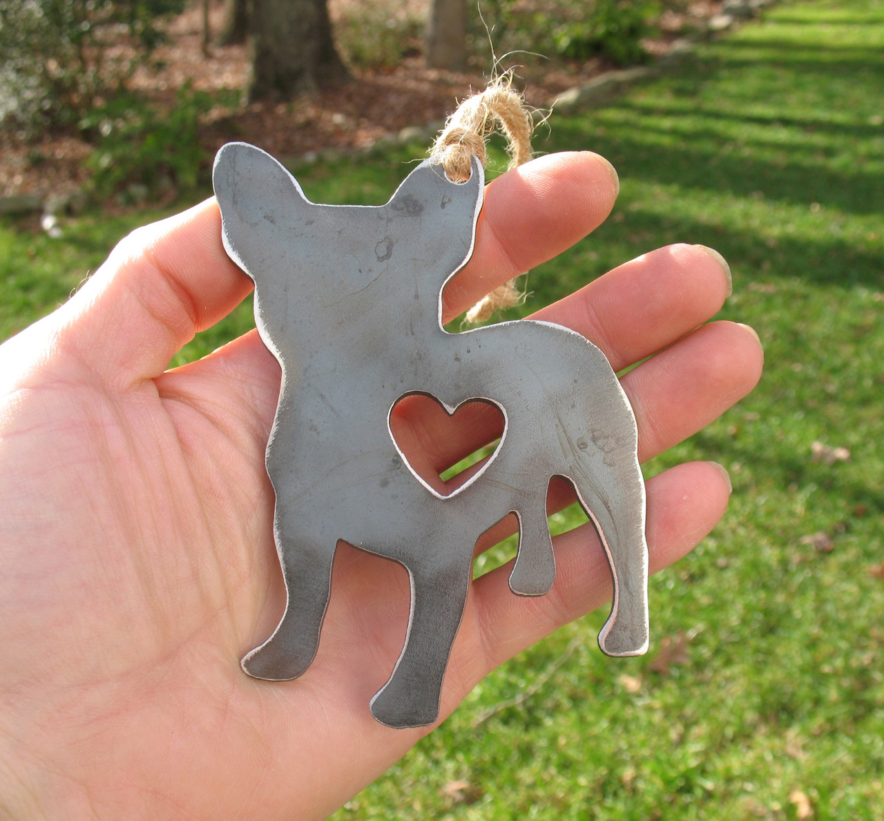 French Bulldog Dog Ornament 2 - Metal Dog Christmas Ornament - Pet Lover Memorial Ornament - Pet Loss Dog Memorial Ornament Remembrance Gift 