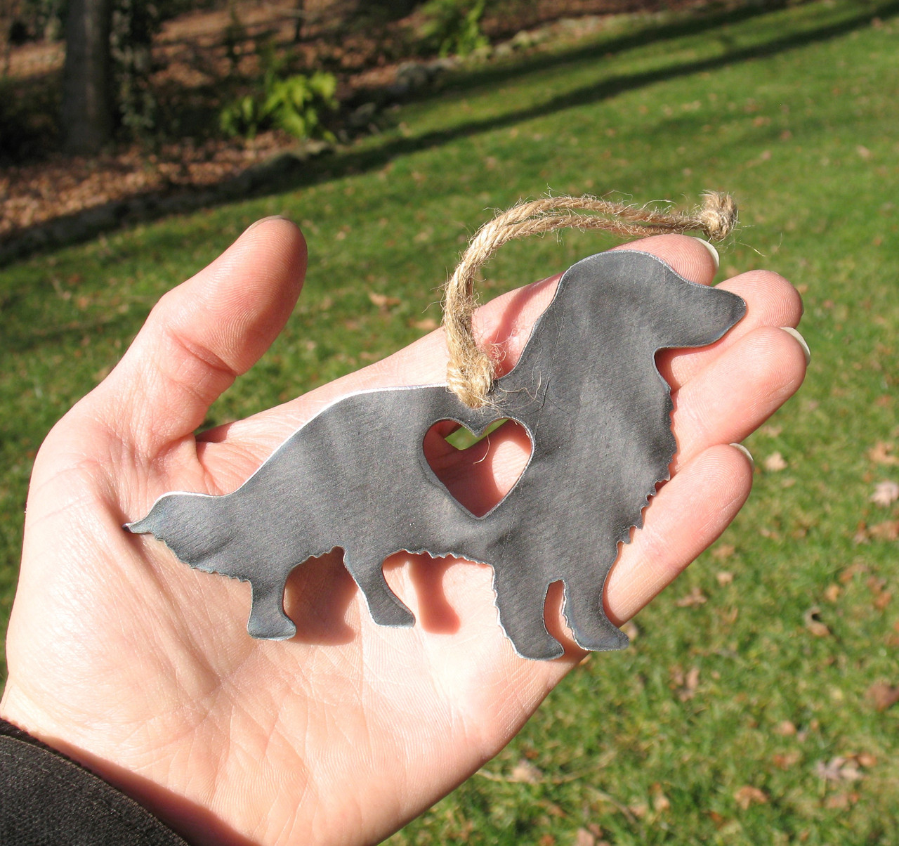 Long Haired Dachshund Dog Ornament - Metal Dog Christmas Ornament - Pet Lover Memorial Ornament - Pet Loss Dog Memorial Remembrance Gift