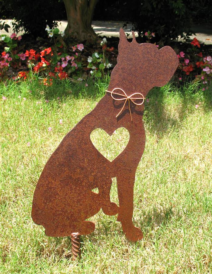 Boxer Dog Metal Garden Stake Metal Yard Art Metal Garden Art Pet