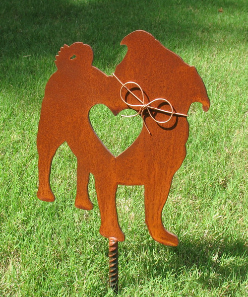 Pug Dog Metal Garden Stake Metal Yard Art Metal Garden Art Pet