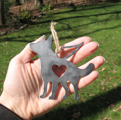 German Shepherd Dog Ornament 3 Pet Memorial W/ Angel Wings - Pet Loss Dog Sympathy Remembrance Gift - Metal Dog Christmas Ornament