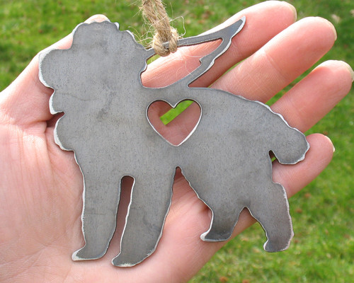 Poodle Dog Ornament 2 Pet Memorial W/ Angel Wings - Pet Loss Dog Sympathy Remembrance Gift - Metal Dog Christmas Ornament 