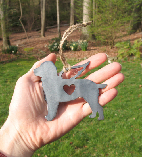 Springer Spaniel Dog Ornament 1 Pet Memorial W/ Angel Wings - Pet Loss Dog Sympathy Remembrance Gift - Metal Dog Christmas Ornament