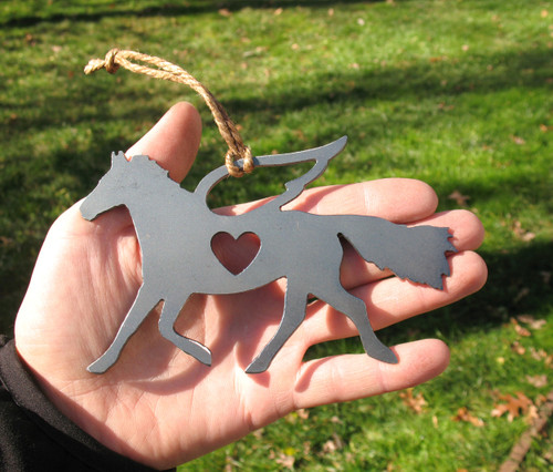 Horse 2 Pet Loss Gift Ornament Angel - Pet Memorial  - Pet Loss Sympathy Remembrance Gift - Metal Horse Christmas Ornament