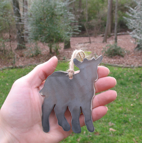 Goat Rustic Raw Steel Christmas Tree Ornament Metal Gift