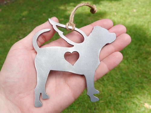 Pit Bull Personalized Pet Memorial Ornament W/ Angel Wings 3 - Pet Loss Gift - Dog Sympathy Remembrance Gift - Metal Dog Christmas Ornament
