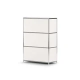 Cubox Büroregal mit 3 Ebenen und 2 Klappen in Weiß, Schrägansicht von hinten freigestellt auf weißem Hintergrund
