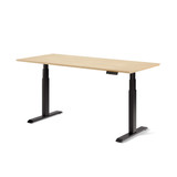 ofinto Elevate elektrisch höhenverstellbarer Schreibtisch - schwarze Tischbeine mit Natur-Holzplatte, Memory-Display und zwei leisen Motoren
