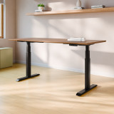 ofinto Elevate elektrisch höhenverstellbarer Schreibtisch mit schwarzen Beinen und Walnuss-Holzplatte - minimalistisches Home-Office Setup mit Memory-Funktion Display, zwei leisen Motoren und nachhaltiger FSC-Tischplatte in skandinavischem Design