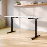 ofinto Elevate elektrisch höhenverstellbarer Schreibtisch mit schwarzen Beinen und Weiß-Holzplatte - minimalistisches Home-Office Setup mit Memory-Funktion Display, zwei leisen Motoren und nachhaltiger FSC-Tischplatte in skandinavischem Design