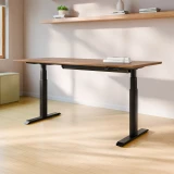 ofinto Elevate elektrisch höhenverstellbarer Schreibtisch mit schwarzen Beinen und Walnuss-Holzplatte - minimalistisches Home-Office Setup mit Kabelmanagement-System, Memory-Funktion Display, zwei leisen Motoren und nachhaltiger FSC-Tischplatte in skandinavischem Design