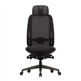 ofinto Bürostuhl Cloud in Schwarz ohne Armlehnen und mit Kopfstütze, ergonomischer Bürostuhl in Frontalansicht