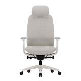 ofinto Bürostuhl Cloud in Weiß mit Armlehnen und mit Kopfstütze, ergonomischer Bürostuhl in Frontalansicht