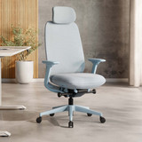 ofinto Bürostuhl Cloud in Blau mit Armlehnen und mit Kopfstütze, ergonomischer Bürostuhl