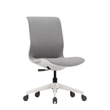 ofinto Flex Office in Weiß ohne Armlehnen - Schrägansicht schlankem Design für moderne Home Office und flexible Bürokonzepte