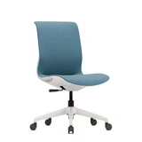 ofinto Flex Office in Blau ohne Armlehnen - Schrägansicht schlankem Design für moderne Home Office und flexible Bürokonzepte