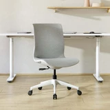 ofinto Flex Office in Weiß - minimalistischer Bürostuhl ohne Armlehnen mit guter Polsterung für den Arbeitsplatz