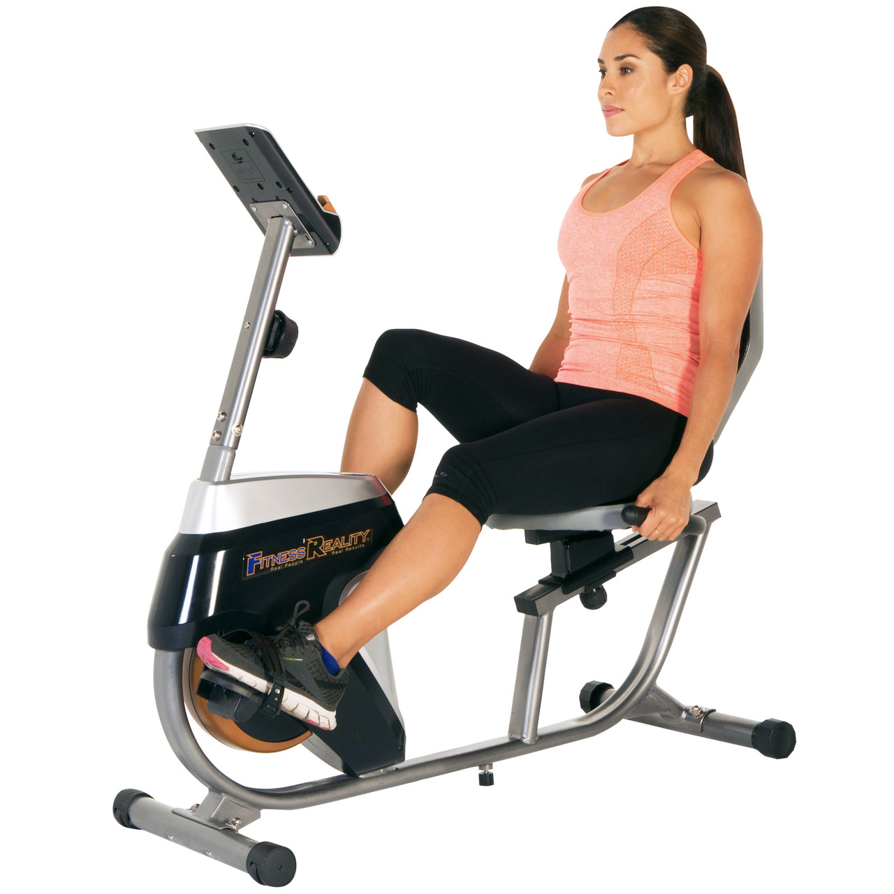 fitness reality r4000 magnetic tension recumbent bike with workout goal setting computer