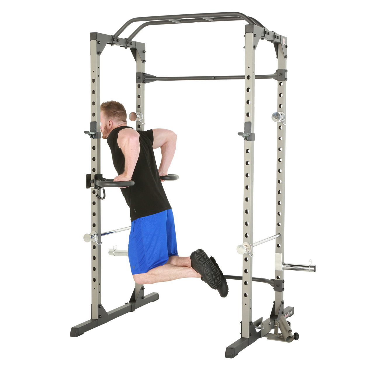 FITNESS REALITY Attachment Set for 2”x2” Steel Tubing Power Cages, Includes  Landmine, Olympic Plate Holder, 2 J-Hooks, and 2 Dip Bars