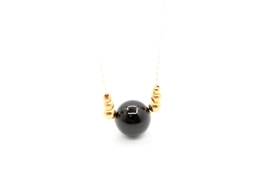 14k Gold Black Onyx Necklace 42520 