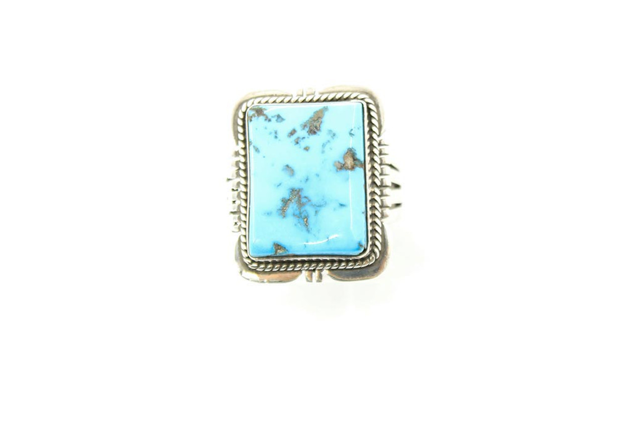 Blue Turquoise Square Bronze Ring – Barse Jewelry
