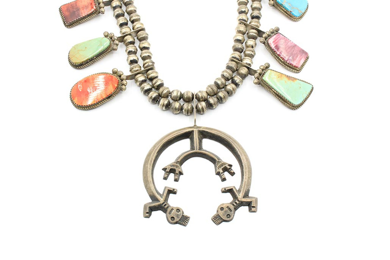 Willow Multi Stone Multi Color Squash Blossom Necklace